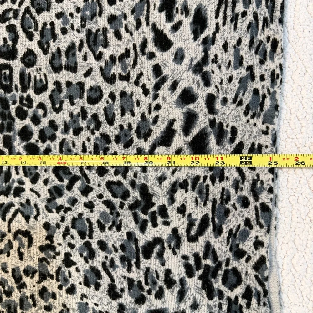 RIKKA Leopard Print‎ Fringe Scarf – Gray & Black – 72” x 25”